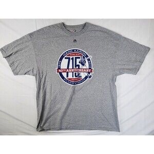 Majestic Hank Aaron Atlanta Braves 40th Anniversary 715 T-Shirt Mens XXL